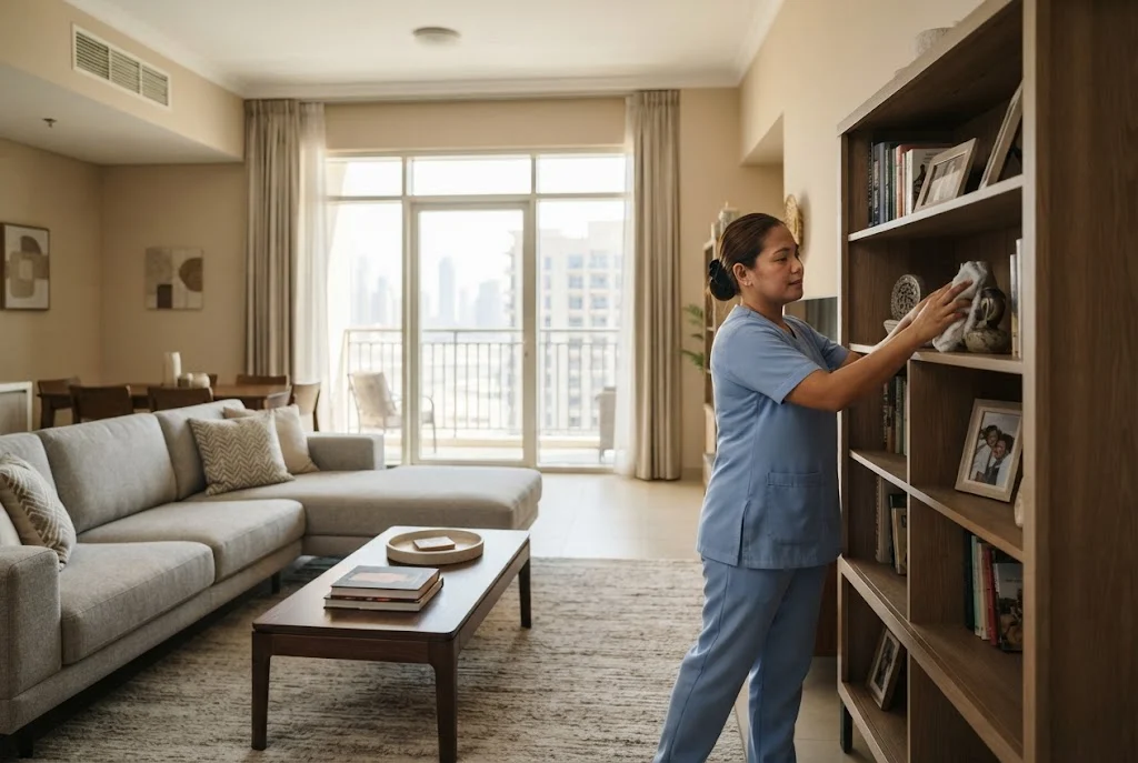 Household maid providing domestic assistance in a UAE home